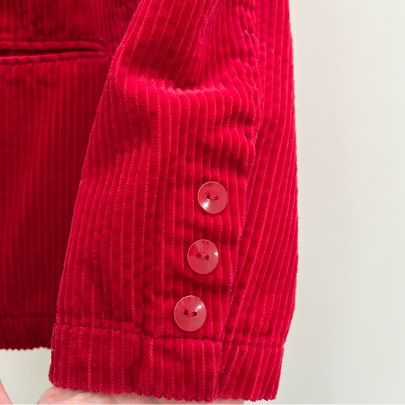 Vintage Newport News red wide tooth corduroy blazer jacket shoulder pads Size 4 - Picture 7 of 13